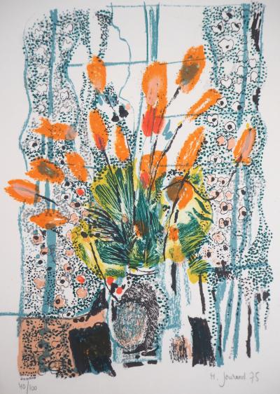 Monique JOURNOD: Le vase fleuri, 1975 - Signierte Originallithographie 2