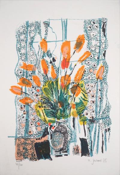 Monique JOURNOD: Le vase fleuri, 1975 - Signierte Originallithographie 2