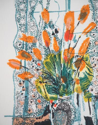 Monique JOURNOD: Le vase fleuri, 1975 - Signierte Originallithographie 2