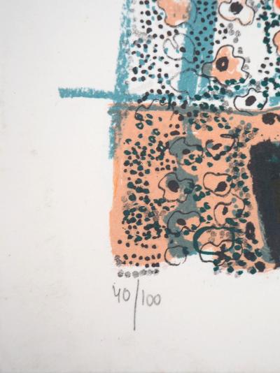 Monique JOURNOD: Le vase fleuri, 1975 - Signierte Originallithographie 2