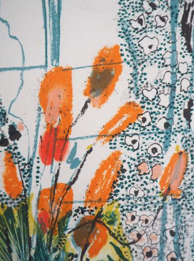 Monique JOURNOD: Le vase fleuri, 1975 - Signierte Originallithographie 2