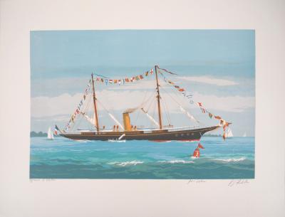 Pierre-Marie RUDELLE : Voilier - Lithographie originale signée 2