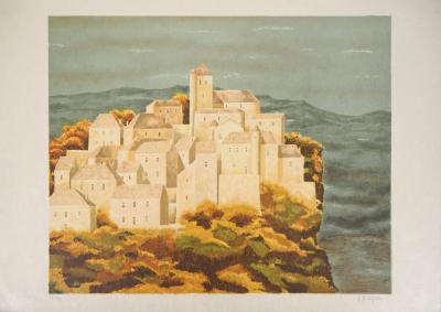 Jean-Pierre CAPRON : Village de montagne - Lithographie originale signée 2