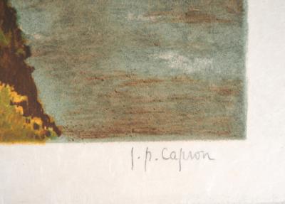 Jean-Pierre CAPRON : Village de montagne - Lithographie originale signée 2