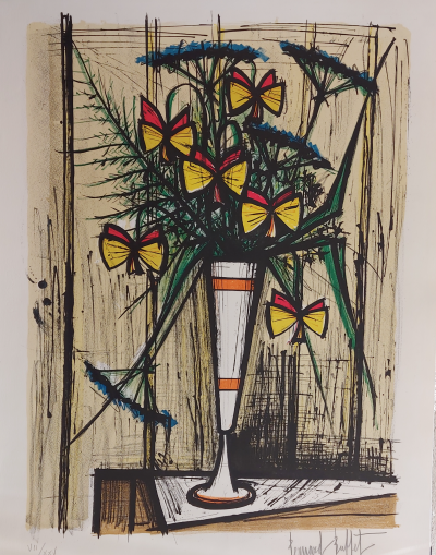 Bernard BUFFET - Les fleurs papillons, 1970 - Lithographie originale signée au crayon 2