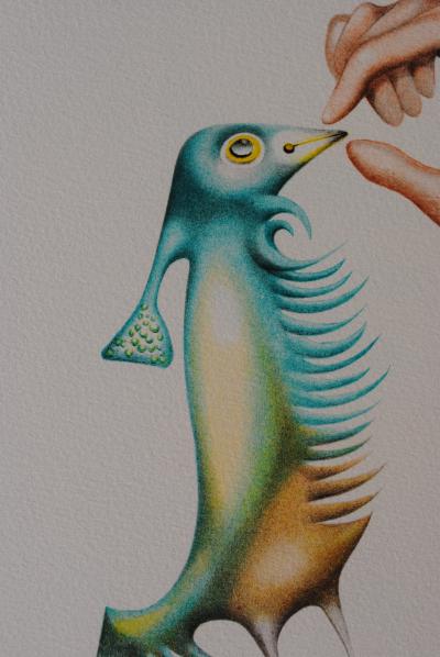 Jules PERAHIM : L’alphabet Hébreu: la fabrique de l’oiseau, 1974 - Lithographie originale signée au crayon 2