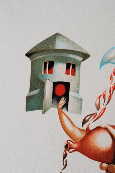 Jules PERAHIM : L’alphabet Hébreu: la femme verseau et sa maison, 1974 - Lithographie originale signée au crayon 2