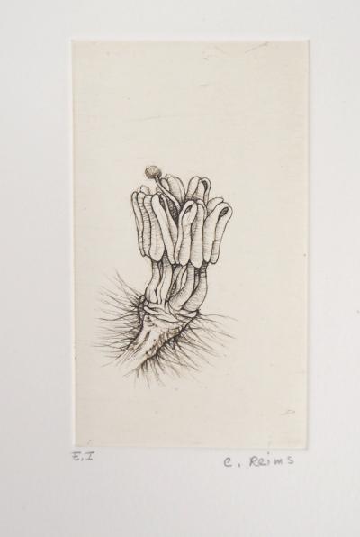 Cecile REIMS : Fleur surréaliste - Gravure originale signée 2