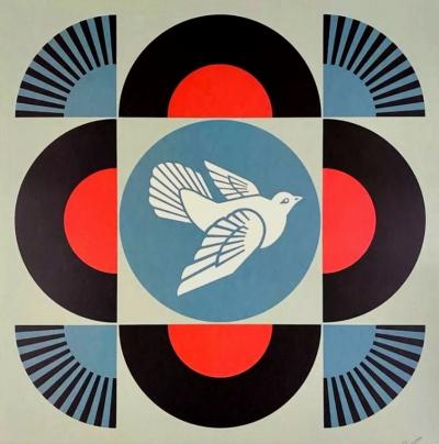 Shepard FAIREY (Obey) - Geometric Dove (Black), 2021 - Impression offset signée au crayon 2