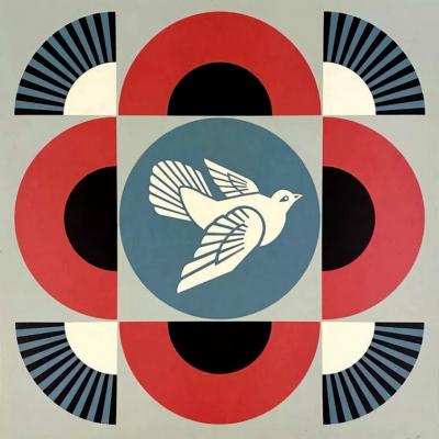 Shepard FAIREY (Obey) - Geometric Dove (Red), 2021 - Impression offset signée au crayon 2