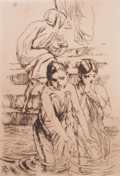 Henri BOUTET & A.B - Jeune femme s’habillant, c. 1890 / Au bord du Gange, 1912 - Set of 2 etchings 2