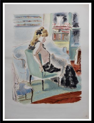 André DIGNIMONT - Madeleine à la chatte, 1946 - Lithographie originale 2