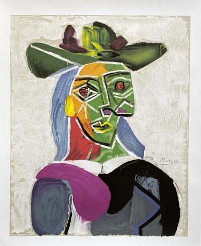 Pablo PICASSO (d’après) - Femme au chapeau (Dora Maar) - Lithographie signée dans la planche