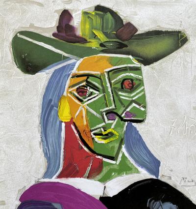 Pablo PICASSO (d’après) - Femme au chapeau (Dora Maar) - Lithographie signée dans la planche 2