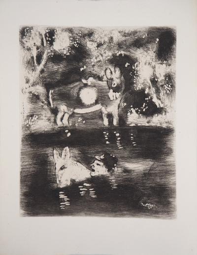 Marc CHAGALL - L’âne chargé d’éponges et l’âne chargé de sel, 1952 - Gravure originale signée 2