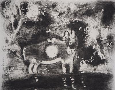 Marc CHAGALL - L’âne chargé d’éponges et l’âne chargé de sel, 1952 - Gravure originale signée 2