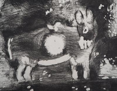 Marc CHAGALL - L’âne chargé d’éponges et l’âne chargé de sel, 1952 - Gravure originale signée 2
