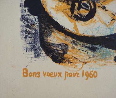 Franck INNOCENT : Bateau au port, 1960 - Lithographie originale signée 2