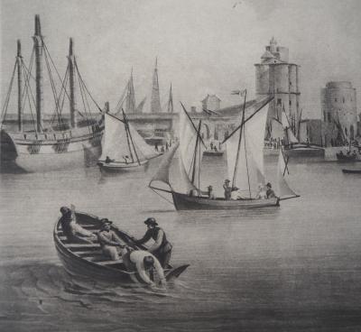 Anonyme : Vue du port de la Rochelle - Héliogravure originale 2