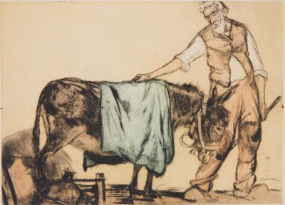 Armand COUSSENS : Fermier - Gravure originale signée 2