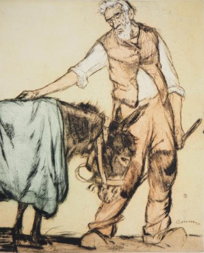 Armand COUSSENS : Fermier - Gravure originale signée 2