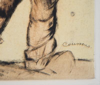 Armand COUSSENS : Fermier - Gravure originale signée 2