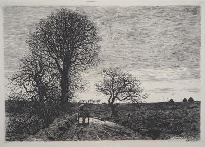 Émile Frédéric NICOLLE: Landscape in Blainville - Original signed etching 2