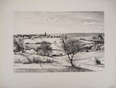 René COTTET : Paysage normand - Gravure originale signée 2