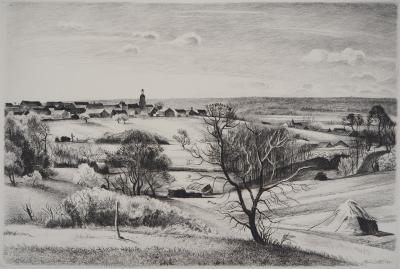 René COTTET : Paysage normand - Gravure originale signée 2