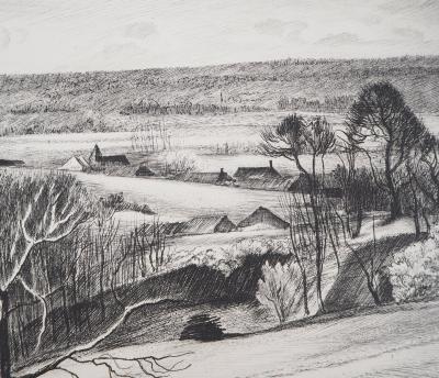 René COTTET : Paysage normand - Gravure originale signée 2