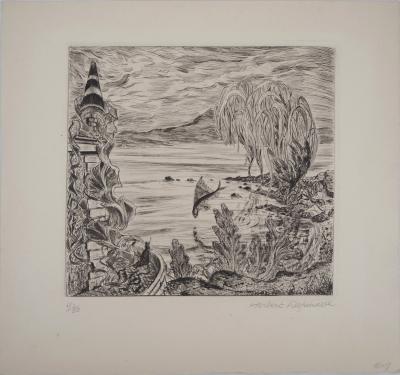 Herbert LESPINASSE : Paysage de conte - Gravure originale signée 2