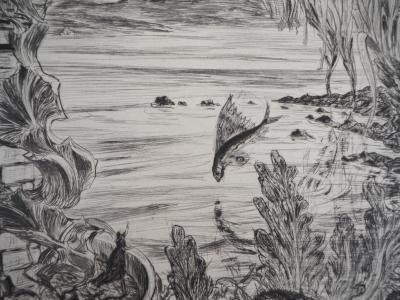Herbert LESPINASSE : Paysage de conte - Gravure originale signée 2