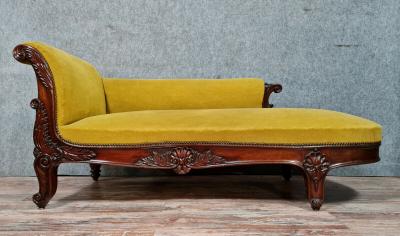 Banquette méridienne ou récamier époque Napoléon III en acajou 2