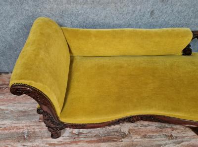 Banquette méridienne ou récamier époque Napoléon III en acajou 2