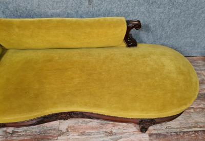Banquette méridienne ou récamier époque Napoléon III en acajou 2