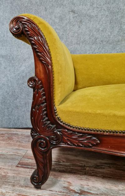 Banquette méridienne ou récamier époque Napoléon III en acajou 2