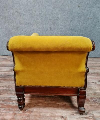 Banquette méridienne ou récamier époque Napoléon III en acajou 2