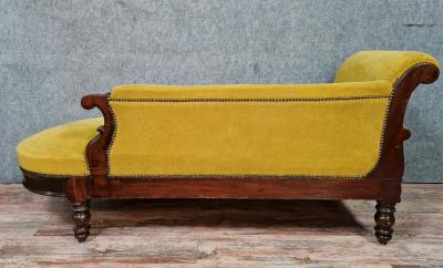 Banquette méridienne ou récamier époque Napoléon III en acajou 2