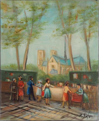 Michel PABOIS - Bouquinistes - Huile sur toile original signée 2
