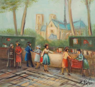 Michel PABOIS - Bouquinistes - Huile sur toile original signée 2