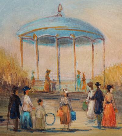 Michel PABOIS - Le Kiosque - Oil on canvas signed 2