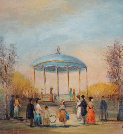 Michel PABOIS - Le Kiosque - Oil on canvas signed 2