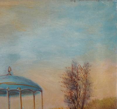Michel PABOIS - Le Kiosque - Oil on canvas signed 2