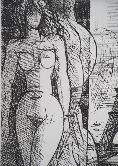 Marcel GROMAIRE - Nu à la Tour Eiffel - Gravure originale signée 2