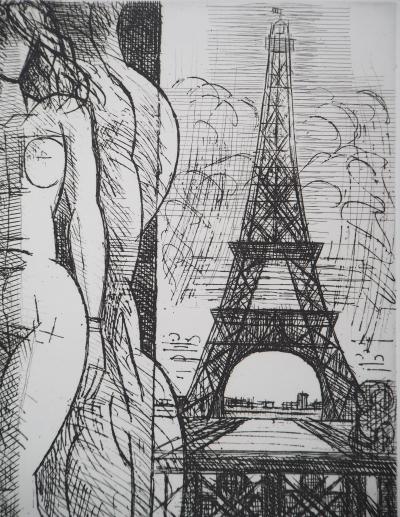 Marcel GROMAIRE - Nu à la Tour Eiffel - Gravure originale signée 2