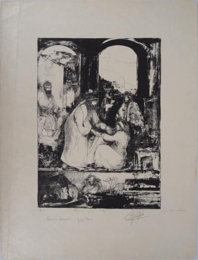 Guy RIBES : Visite - Lithographie et gravure originale signée 2
