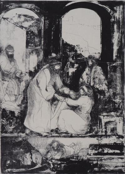 Guy RIBES : Visite - Lithographie et gravure originale signée 2