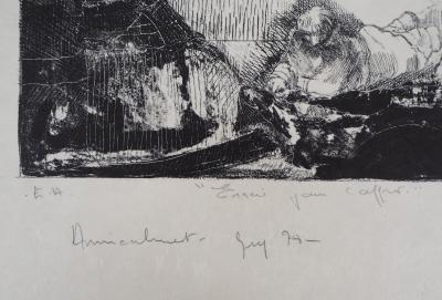 Guy RIBES : Visite - Lithographie et gravure originale signée 2
