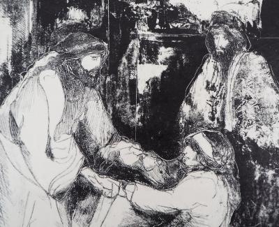 Guy RIBES : Visite - Lithographie et gravure originale signée 2