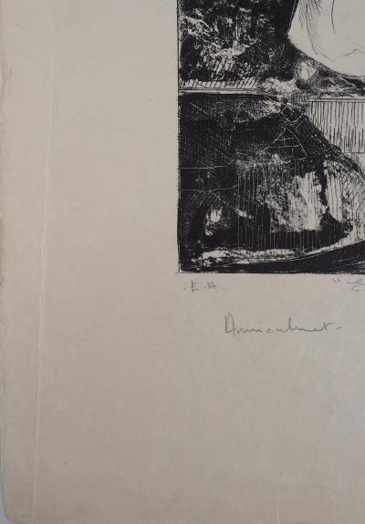 Guy RIBES : Visite - Lithographie et gravure originale signée 2